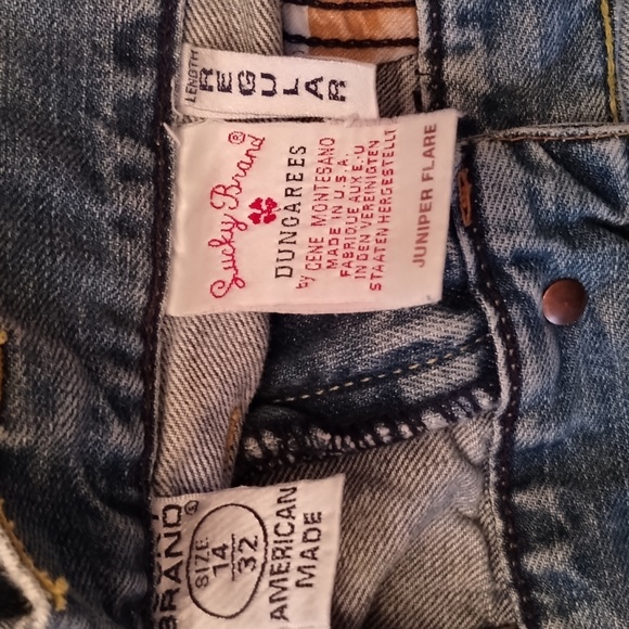 Vtg 90s Lucky Brand Jeans Juniper Flare 14/32 USA by Gene Montesano blue euc - Picture 2 of 16